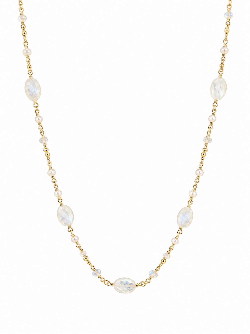 Moonstone and Pearl Gold Filled Necklace